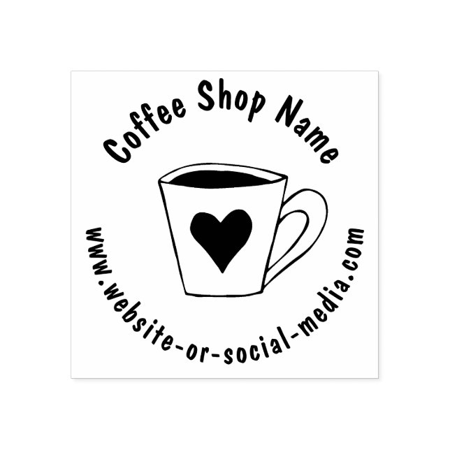 Custom Coffee Shop Contact Information Wooden Rubber Stamp (Imprint)