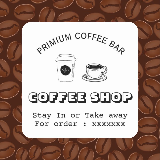 Custom coffee shop logo square sticker (Creator Uploaded)