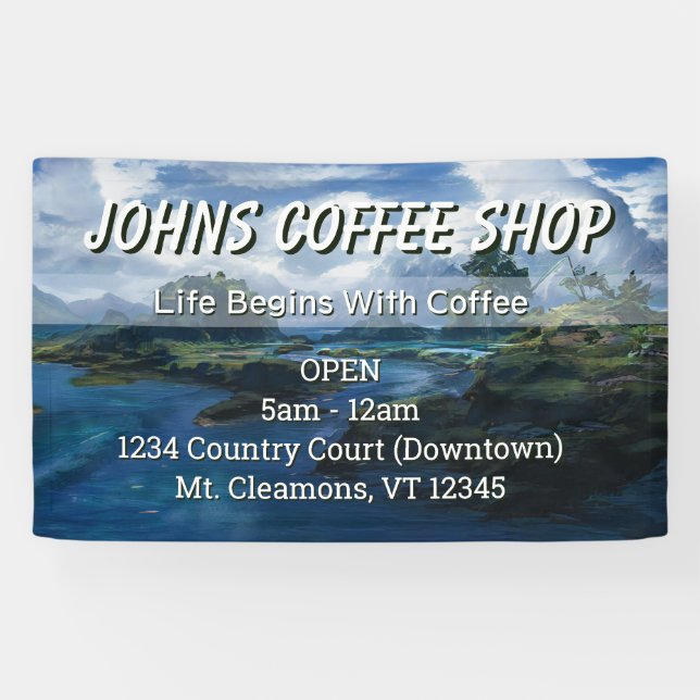 Custom Coffee Shop Signage Banner (Horizontal)