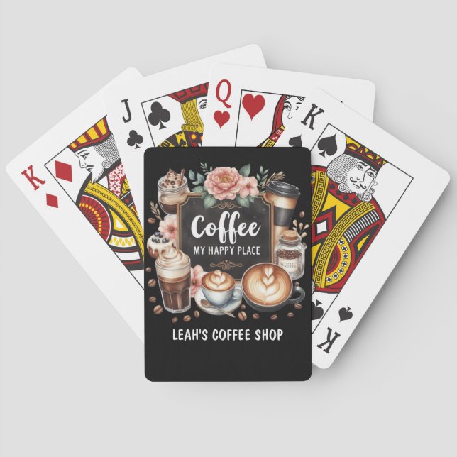 ☕Custom Coffeecore Kitchen Cafe Coffee Happy Place Playing Cards (Back)