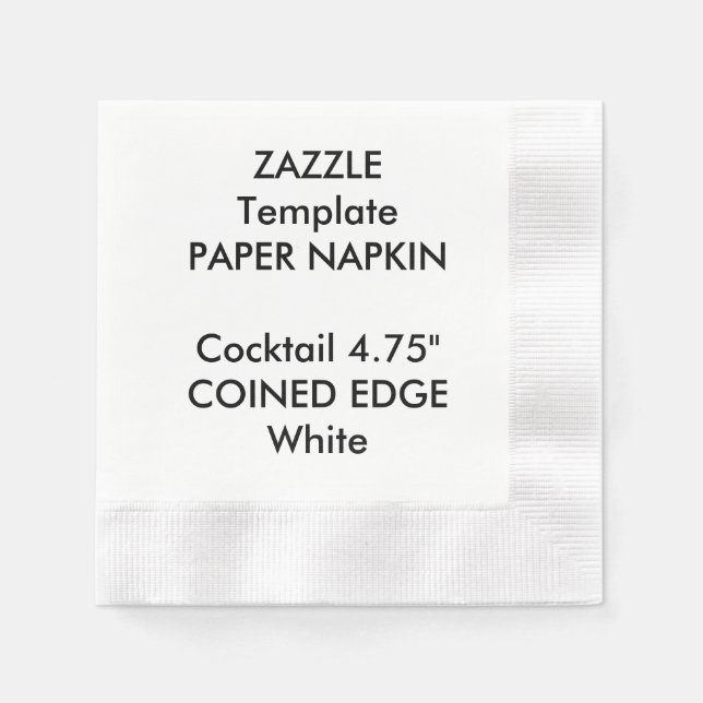 Custom Coined Edge Cocktail Napkin Paper Template (Front)
