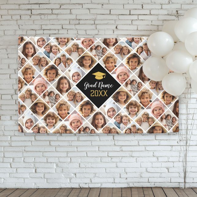 Custom Collage 12 Photo - Graduation Party Banner (Custom Graduation Banner)