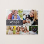 Custom Collage photos with family name Chalkboard Jigsaw Puzzle<br><div class="desc">Surprise your loved ones with a personalised jigsaw puzzle that showcases their cherished family memories. This custom puzzle allows you to create a collage of family photos and even personalise it with your family name. It's a unique and thoughtful gift that everyone can enjoy. Customising the puzzle is a breeze....</div>