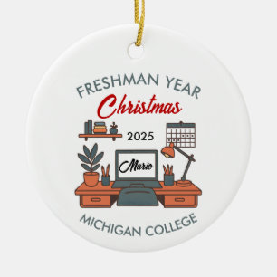 Custom College Freshman, New College Student Ceramic Tree Decoration