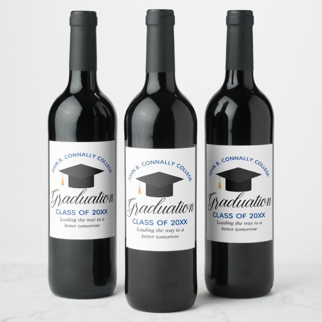Custom College Name 2023 Graduation Party  Wine Label (Bottles)