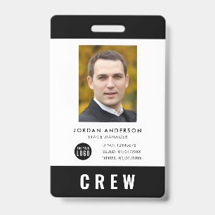 Custom Color Add Logo Photo CREW Pass ID Badge