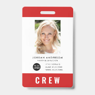 Custom Color Add Logo Photo CREW Pass ID Badge