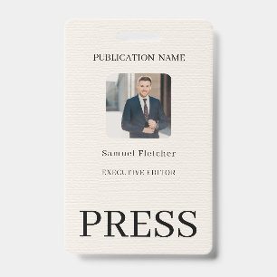 Custom Color Add Logo Photo Photographer Press Bad ID Badge