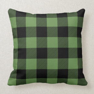 Custom Color Black and Green Buffalo Check Plaid Cushion