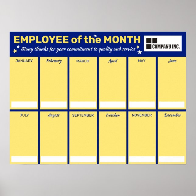 Custom color employee of the month photo display poster (Front)