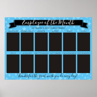 Custom color employee of the month photo display poster