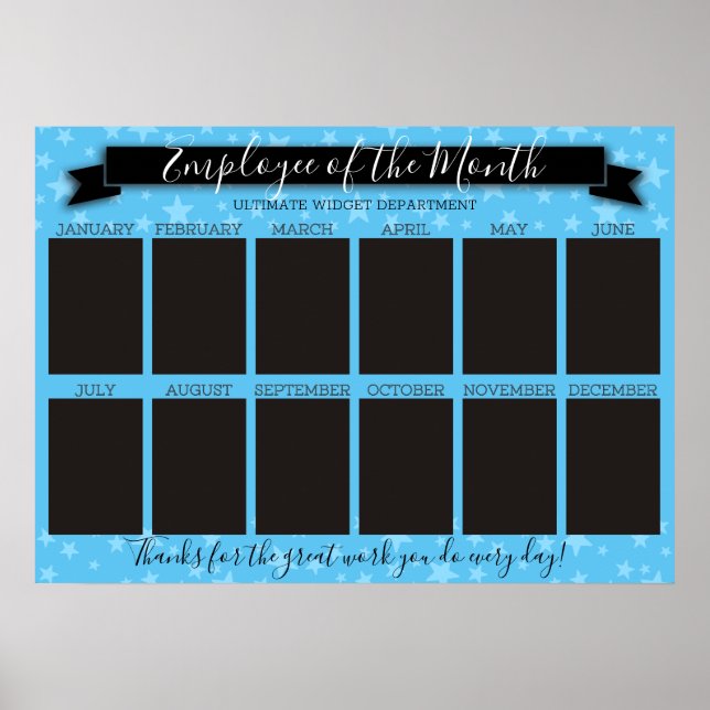 Custom color employee of the month photo display poster (Front)