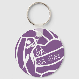 Custom Color Goal Attack GA Netball Clipart Key Ring