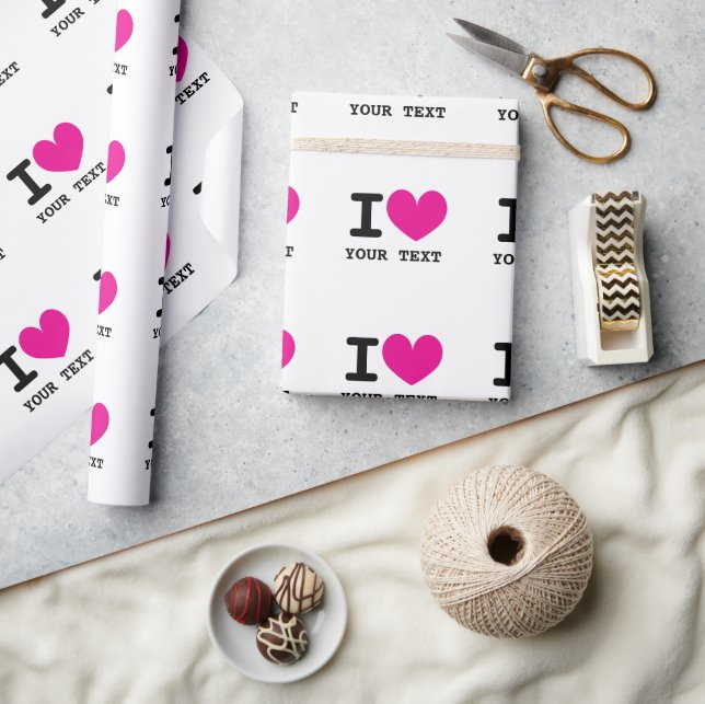 Custom color I LOVE - I HEART personalized Wrapping Paper (Crafts)