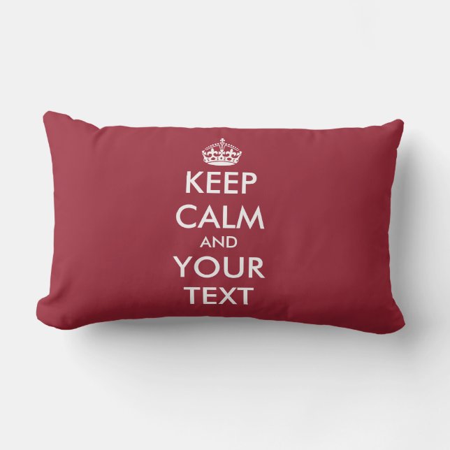 Custom color Keep calm throw lumbar pillow | red (Front)