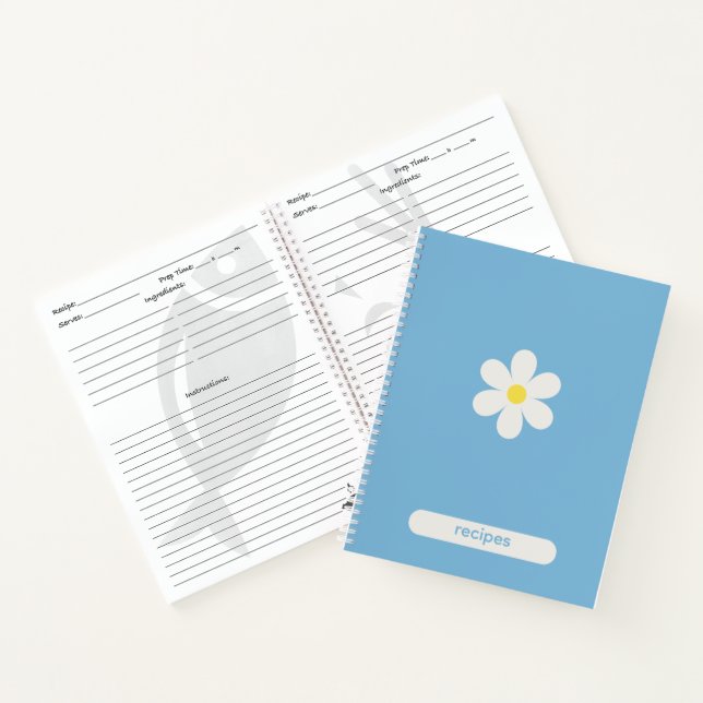 Custom Color Minimalist Daisy Recipe Journal (Inside)
