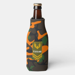 Custom COLOR & monogram army military camouflage: Bottle Cooler