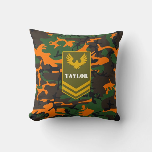Custom COLOR & monogram army military camouflage: Cushion (Front)