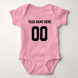 Custom Color/Name Baby Sports Black Jersey Baby Bodysuit