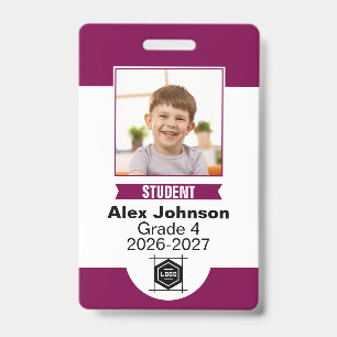 Custom Color School Student Photo Identification ID Badge