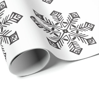CUSTOM COLOR: Simple Snowflake Silhouette Wrapping Paper