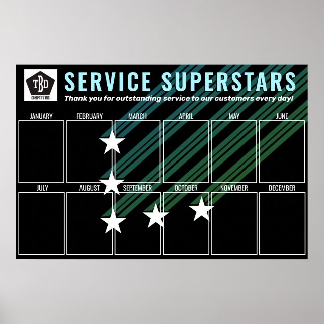 Custom color  stars photo employee of the month poster (Front)