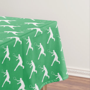 Custom color tennis player silhouette tablecloths