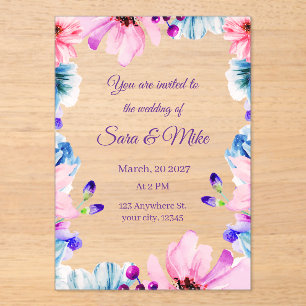 Custom Color Watercolor Floral Wedding Invitation