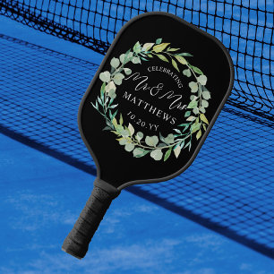 Custom Color Wedding Greenery Black Pickleball Paddle