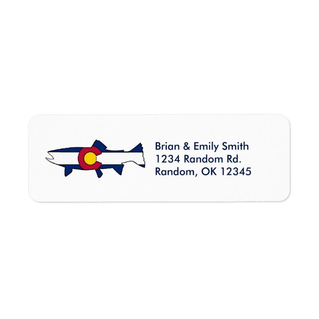 Custom Colorado flag trout fish address labels (Front)