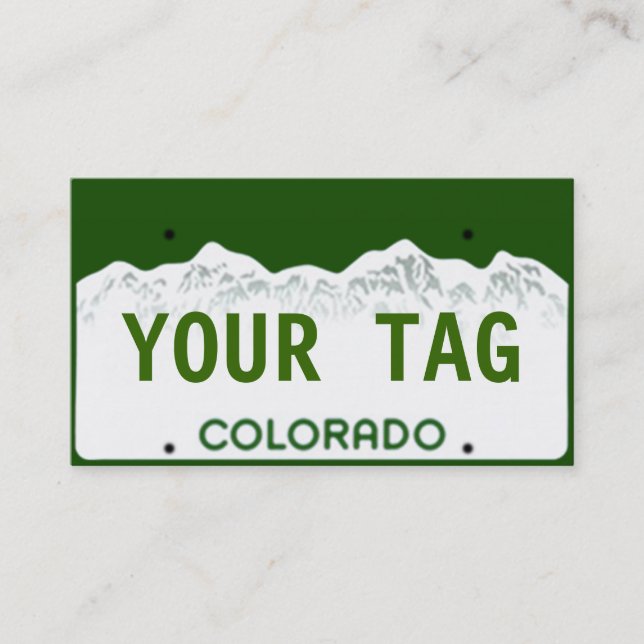 Custom Colorado License Plate Business Card (Front)