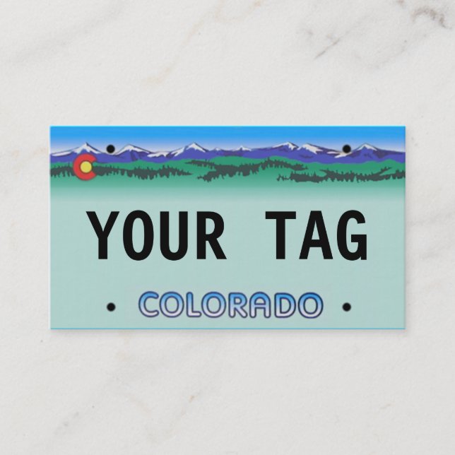 Custom Colorado License Plate - Modern Edition Business Card (Front)