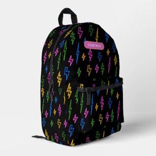 Custom Colorful 80's Retro Neon Lightning School Printed Backpack