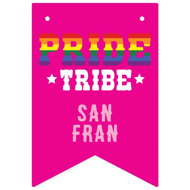 Custom Colorful LGBTQ+ Rainbow Pride Tribe Bunting (First Flag)