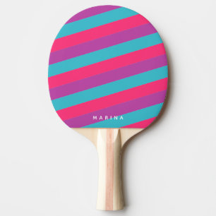 Custom Colorful Neon Pink Purple Turquoise Retro Ping Pong Paddle