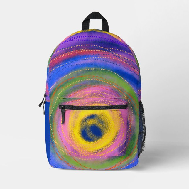 Custom Colorful vibrant centering Circles Printed Backpack (Front)