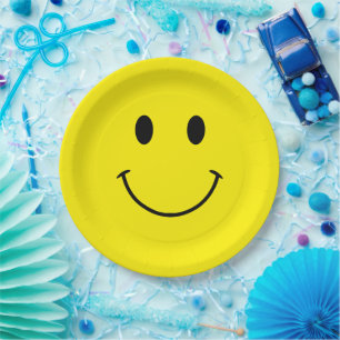 Custom Colors Cute Retro Smile Paper Plate
