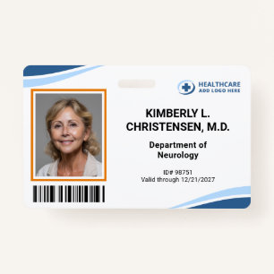 Custom Colors Hospital Employee Photo ID ID Badge