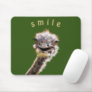 Custom Colors Mouse Pad with Happy Ostrich - Smile