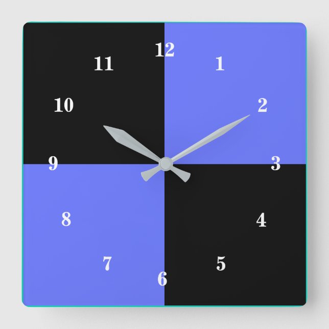 Custom Colors Wall Clock - Blue Black Check (Front)