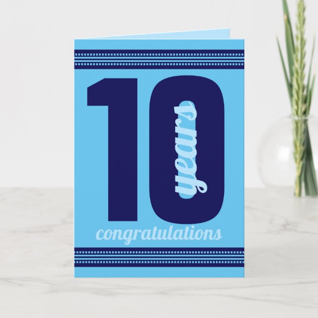 Custom colour 10 years employee anniversary card (Front)