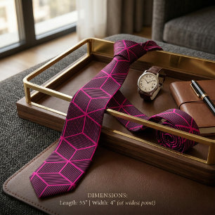 Custom Colour #1 Geometric 3D Cube Pattern Tie