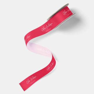 Custom Colour Add Brand Name Script Minimalist Satin Ribbon
