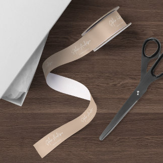 Custom Colour Add Brand Name Script Minimalist Satin Ribbon