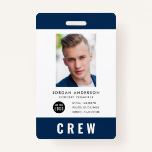 Custom Colour Add Logo Photo CREW PASS Badge ID Badge