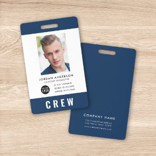 Custom Colour Add Logo Photo CREW PASS Badge ID Badge