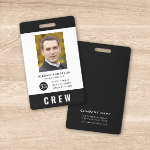 Custom Colour Add Logo Photo CREW Pass ID Badge