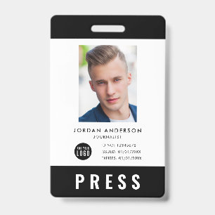 Custom Colour Add Logo Photo Journalist Press Pass ID Badge