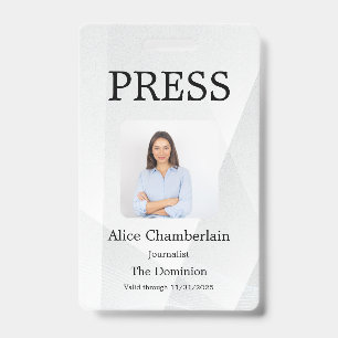 Custom Colour Add Logo Photo Photographer Press Ba ID Badge