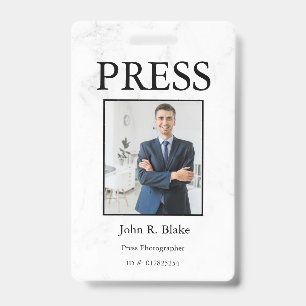 Custom Colour Add Logo Photo Photographer Press Ba ID Badge